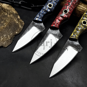 Couteau utilitaire compact fixe pour l'extérieur, pointe tombante, lame droite, EDC, manche intégral en acier à haute teneur en carbone, manche en résine noire, usage industriel - Product Image 6