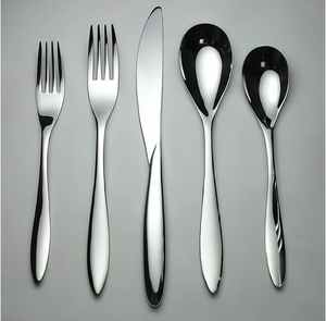 Ensemble de couverts modernes en acier inoxydable, fourchette, cuillère, couteau, finition miroir haute brillance, passe au lave-vaisselle, vaisselle de table pour mariage - Product Image 1