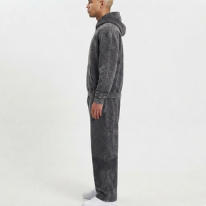 <b>Vintage</b> Acid Wash Printed Anti-bacterial Tracksuit Zip <b>Jacket</b> Jogger Set Custom Logo Heavy Cotton High Street Street Wear Unisex - Product Image 5