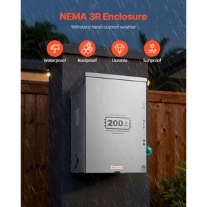 Interruttore di Trasferimento di Potenza a Doppio Contatto per Impieghi Gravosi 200A, 48000W, Manuale, per Generatore, Compatibile 120/240V, Corrente di Telaio 63A - Product Image 5