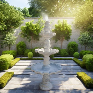 น้ำพุหินหินอ่อนสีขาวสไตล์โมเดิร์นผลิตภัณฑ์กลางแจ้งคุณภาพสูงพร้อมดีไซน์สวยคุณสมบัติการไหลของน้ำไหลได้ดี - Product Image 1