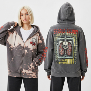 Sudadera con Capucha Azul Vaporwave de 350GSM para Mujer, con Estampado Personalizado de Calavera y Estatua Griega, Estilo Retro de los 90, Proveedor al por Mayor de Ropa Urbana - Product Image 4
