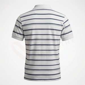 Men's Striped Short Sleeve for <b>Shirt</b> Knitted Casual Regular Fit <b>Navy</b> <b>Blue</b> White Pattern 100% Polyester Anti-Wrinkle - Product Image 2