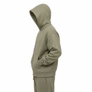 Sweat-shirt à capuche zippé pour homme 2026, couleur unie, coupe classique, molleton décontracté 100 % coton, idéal pour l'automne - Product Image 3