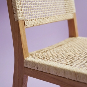 Modern Scandinavian Teak Wood <b>Dining</b> Chair With Natural Rattan Cane Weave Handmade Premium Quality Sustainable Furniture Indoor - Product Image 6