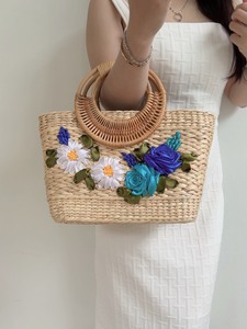Bolso de Mano Elegante para Mujer, Colección Vintage May Tre LTL 2025, Hecho a Mano con Jacinto de Agua, Forro de Algodón Natural Ecológico, Dos Compartimentos - Product Image 4