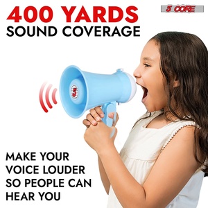 5Core Megaphone 15W Bull Horn Kids PA <b>Speaker</b> w 400 Yards Range Siren Lightweight Loud <b>Mini</b> Megafono - Product Image 3