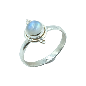Bague en pierre de lune en argent sterling 925, bague minimaliste, faite à la main, pour femmes, cadeau d'anniversaire en pierre de lune, bijoux pour femme - Product Image 1