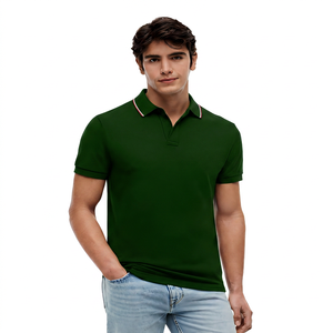 Polo à manches courtes pour homme, noir, couleur unie, coton Oxford, décontracté, respirant, coupe classique - Product Image 6