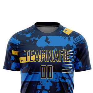 เสื้อฟุตบอลชาย พิมพ์ลายพรางแบบซับลิเมชั่น ระบายเหงื่อได้ดี 100% โพลีเอสเตอร์ แขนสั้น คอวี ทรงปกติ รับสกรีนชื่อทีม - Product Image 5
