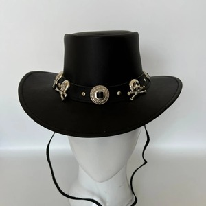 Premium <b>Black</b> Leather <b>Top</b> <b>Hat</b> Classic Vintage Inspired Design for Fashion Wear Events and Costume Styling - Product Image 1