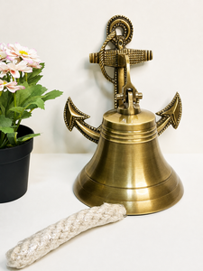 Vintage <b>Brass</b> Nautical Anchor Ship <b>Bell</b> Decorative Hanging <b>Bell</b> Maritime Wall Decor - Product Image 5