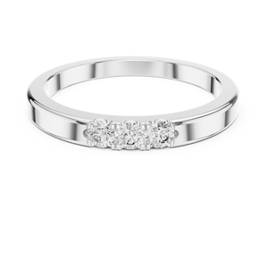 Bague solide en or blanc 18 carats plaqué rhodium avec trois diamants de laboratoire taillés, pour usage quotidien, événements glamour, cadeaux de Saint-Valentin, mariages - Product Image 4