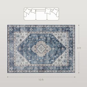 Tappeto Vintage Blu Lavabile 8x10, Antiscivolo, a Pelo Medio, Realizzato a Macchina per Soggiorno, Camera da Letto, Sala da Pranzo - Product Image 3