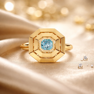 Anillo de promesa apilable hecho a mano con topacio azul cuadrado, plata de ley 925, chapado en oro de 18k, para mujer - Product Image 4