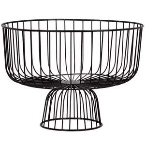 Cesta de Frutas de Alambre de Hierro con Base Estilo Pedestal, Cesta de Metal con Recubrimiento Negro, Resistente al Óxido, Fácil de Transportar, Cestas de Almacenamiento para Cocina - Product Image 1