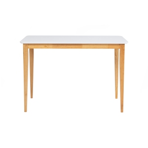 Strong White Rectangular Dining <b>Table</b> in Natural Malaysian Oak <b>Solid</b> <b>Wood</b> Legs and Scandinavian 4-Seater Apartment Kitchen <b>Table</b> - Product Image 2