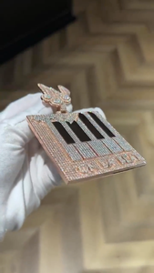 Pendentif Clavier de Piano en Diamant de Laboratoire Or Rose Blanc Hip Hop Iced Out Collier Musical Bijou de Luxe Tendance Cadeau - Product Image 4