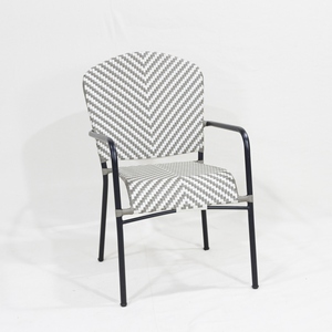 Silla de Comedor Tejida en Espiga Minimalista de Moda - Asiento Exterior con Estructura Metálica Resistente para Cafetería, Cocina y Sala de Estar - Product Image 2