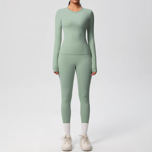 Conjunto Deportivo para Mujer de Marca Famosa, Cuello Redondo, Cintura Alta Elástica, Transpirable, para Yoga y Pilates, Ecológico - Product Image 1