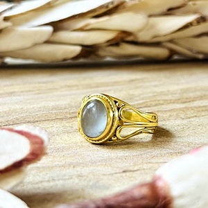 New Arrival Boho Moonstone <b>Ring</b> Ethnic Brass Jewelry Women 18k <b>Gold</b> Plated Vintage Filigree Band Antique <b>Cocktail</b> Wholesale/OEM - Product Image 1