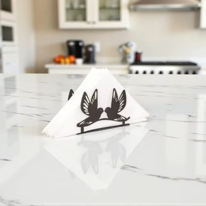 Bird Design Metal Napkin Holder – Handmade Black Tabletop Tissue Holder, Decorative <b>Kitchen</b> & Dining Room Table Decor - Product Image 1