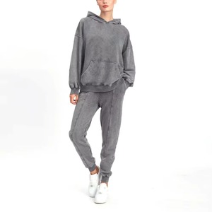 Sudadera con Capucha Extra Grande de Estilo Hip Hop Vintage, Hecha de Algodón, Lavada al Ácido, de Alta Calidad, Color Gris, Unisex, para Mujer - Product Image 1