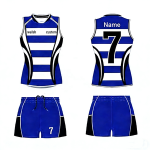 Men's Breathable Plus Size Sublimated Rugby Jersey and Shorts Uniform Set 100% Polyester Anti-Bacterial Wholesale - Product Image 2