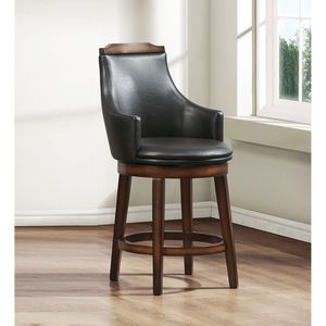 Set di 2 sedie da banco girevoli in legno marrone scuro in ecopelle per bar - Product Image 1