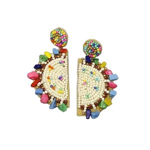 Bijoux de mode Boucles d'oreilles brodées de perles de rocaille d'Inde Boucles d'oreilles multicolores faites à la main pour femmes et filles - Product Image 2