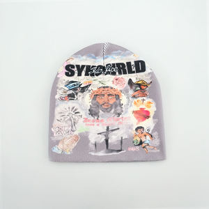 2026 Y2K Inspired High Street Knitted Beanie Hats Custom Design Woven Printed <b>Winter</b> Warm Street Fashion Trendy Beanies <b>Cap</b> - Product Image 1