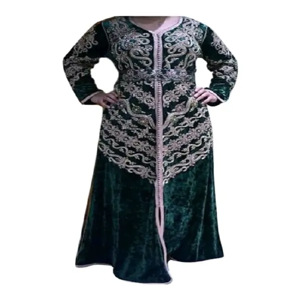Embroidery Green Velvet Kaftan Islamic Abaya Party Wear islamic Abaya