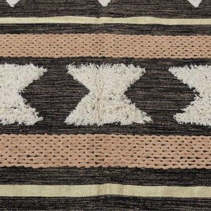 Alfombra de área de tejido plano de lana ecológica, abstracta, moderna y hecha a mano con flecos |   Alfombra Bohemia - Product Image 6