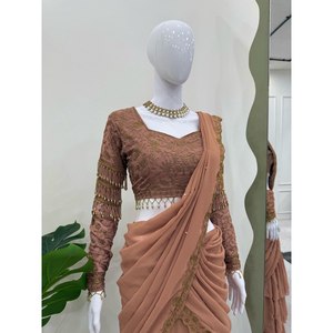 Hermoso Lehenga Saree de Chifón Listo para Usar para Fiestas - Product Image 2