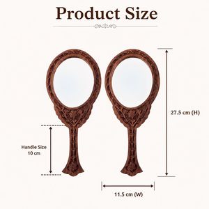 Miroir à main en pierre sculptée |   Miroir de toilette mural bohème fait main |   Miroir de maquillage décoratif écologique - Product Image 2