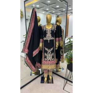 Women's Beautiful Top-Bottom and Dupatta <b>Set</b> with Heavy <b>Embroidery</b> Cording Sequence Work - Product Image 5