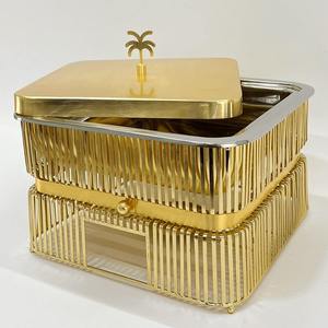 Juego de Recipientes para Calentar Comida de Lujo en Dorado, con Diseño de Palmera, Calentador de Alimentos Cuadrado de Acero Inoxidable, Servidor de Buffet para Catering y Fiestas de Ramadán - Product Image 2