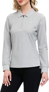 Polo de golf pour femmes à manches longues avec fermeture éclair, chemises de sport actives, t-shirt athlétique à séchage rapide, hauts de tennis décontractés, coupe ajustée - Product Image 3