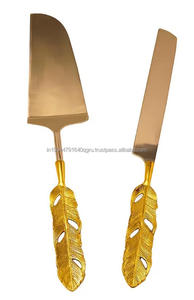 Outils de gâteau de haute qualité ensemble de couteaux de mariage pelle et pelle à pizza beurre couteau à gâteau en laiton doré et serveur pour les fêtes - Product Image 4