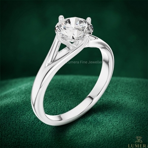 Anillo de Compromiso Solitario con Diamante Cultivado en Laboratorio, Corte Brillante Clásico, Oro Blanco de 9K, 10K, 14K, 18K, Certificado IGI, Anillo Unisex de Lujo - Product Image 3