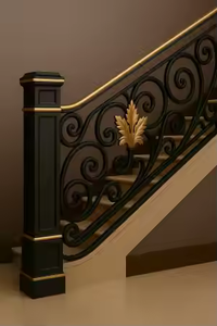 Rampe d'escalier sur mesure en fer forgé et acier inoxydable pour villas – Design moderne et élégant, résistante à la rouille, sécurisée - Product Image 2