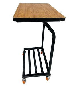 Modern Wooden Top <b>Rolling</b> Side Table with Metal Frame Storage <b>Rack</b> - Product Image 3