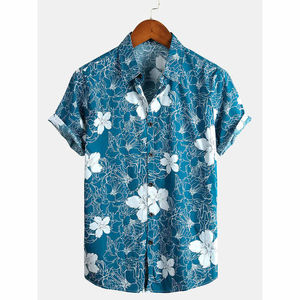 Camisa Hawaiana de Sarga para Hombre, Diseño Personalizado, Transpirable, Cierre de Botones, Cuello Camisero, Nueva Colección, Camisa de Playa con Estampado - Product Image 1