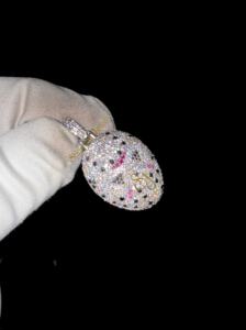 Colgante de máscara de portero de hockey de plata 925 personalizado con diamante de moissanita helado, dijes de collar deportivo, diseño de moda, regalo de joyería fina - Product Image 3