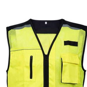 Gilet de travail haute visibilité pour homme, respirant, en maille, col en V, avec bandes réfléchissantes et plusieurs poches, vêtement d'extérieur d'été - Product Image 2