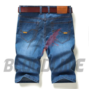 Shorts Bermuda de mezclilla azul claro, de tiro medio, con cierre de botones, estilo casual con bolsillos, shorts de algodón transpirable. - Product Image 2