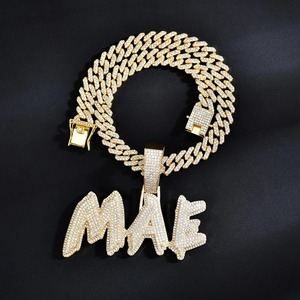 925 Sterling Silver Moissanite Customize Big Iced Out <b>Name</b> Pendant Made To The Customized Size - Product Image 2