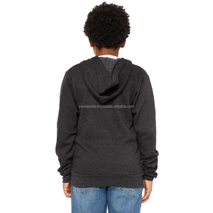 Sweat à capuche intégral pour garçons avec polaire en coton et polyester respirant / Ourlet élastique Col à capuche Toucher doux Idéal pour l'extérieur Couleur unie - Product Image 2