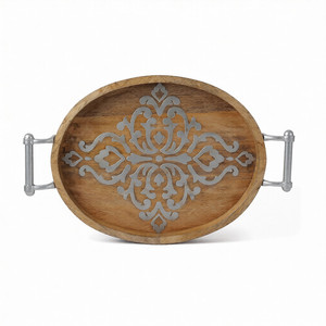 Home Decor Custom Nordic Modern Luxury Wood Material Creative Tray <b>Decorative</b> Serving Trays With Metal Handles - Product Image 1