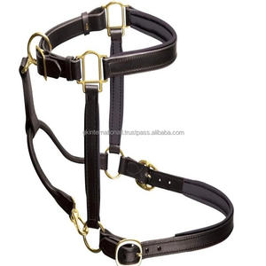 Design classique fait à la main confortable doux rembourré double cousu licou de cheval en cuir avec matériel en laiton réglable solide - Product Image 5